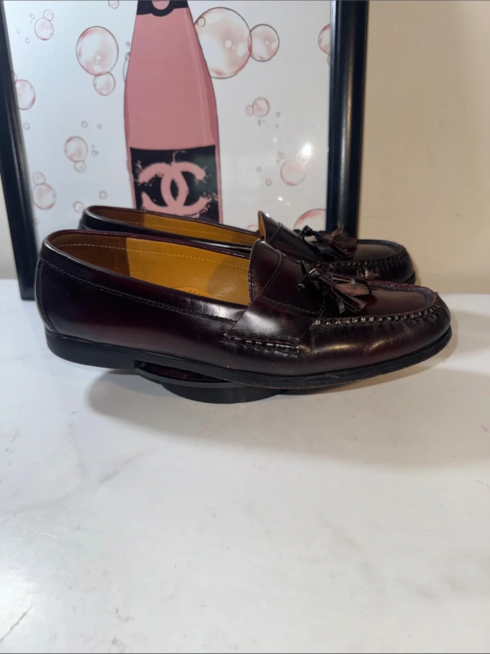 Cole Haan Men's Tassel Loafers in Deep Burgundy Leather - Size 10.5D